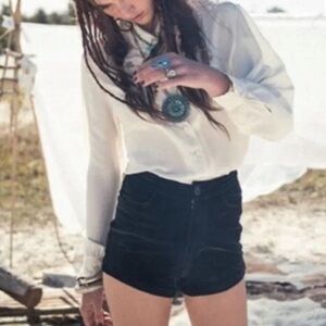 Spell velvet black cat shorts sz s